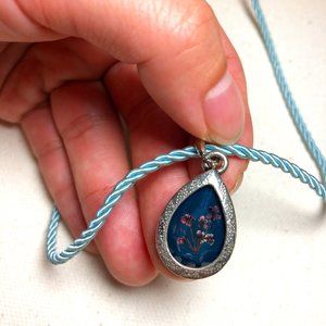 Blue Pressed Flower Necklace